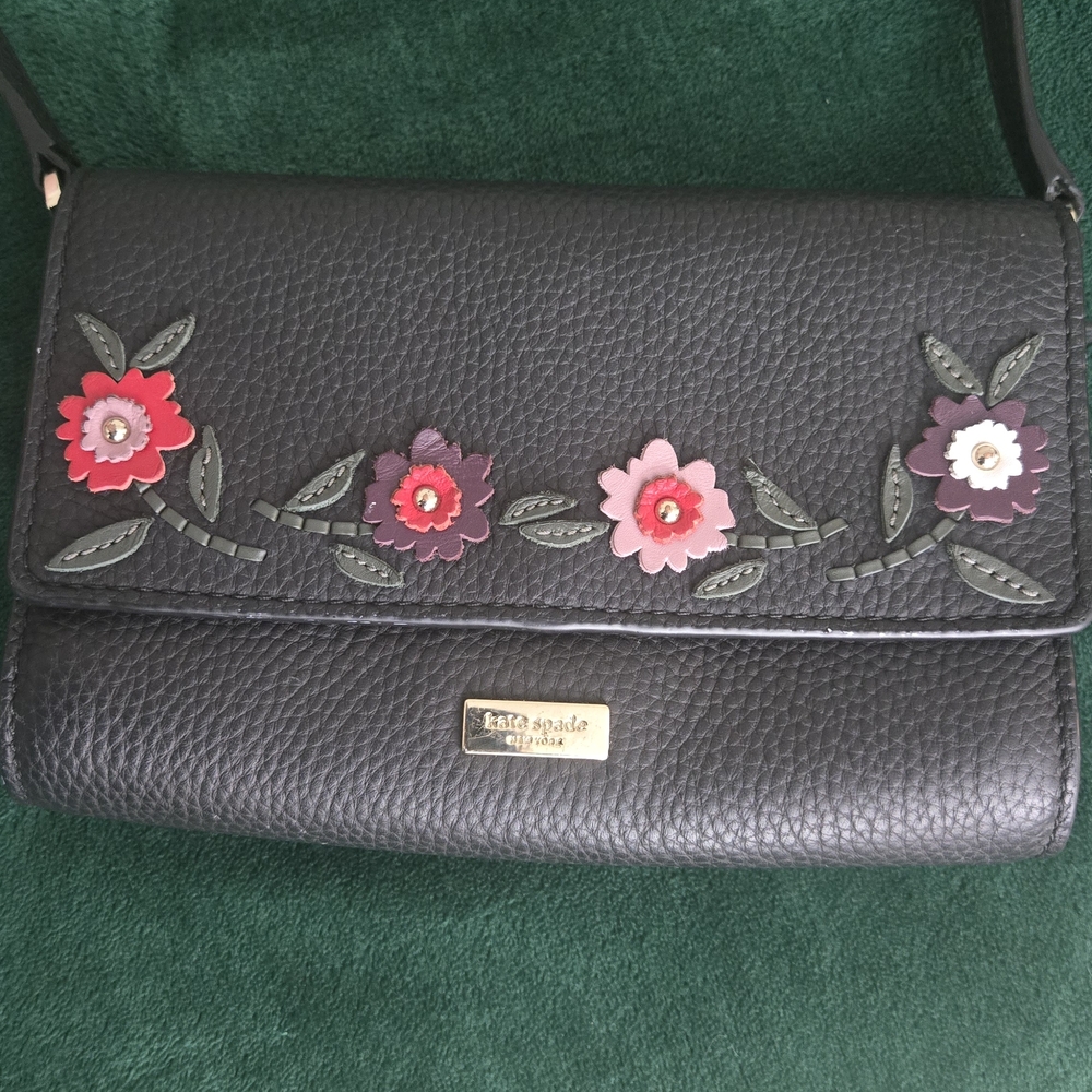 Kate Spade Black Floral Crossbody Bag